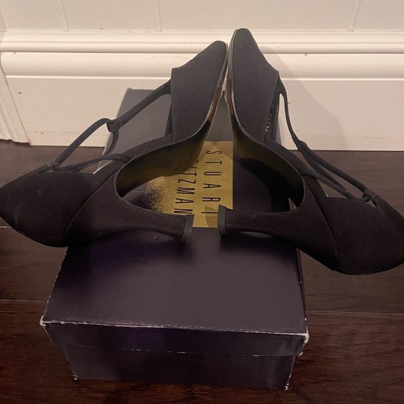 Stuart Weitzman black peau de soie heels 7 1/2 B - Picture 5 of 6